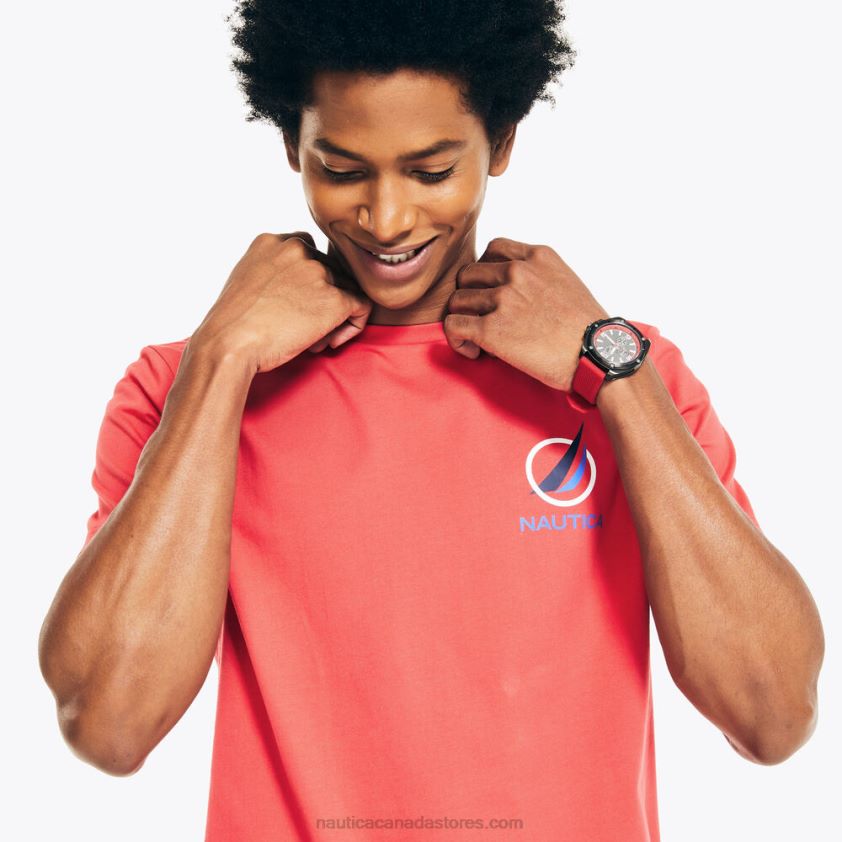 Oversized J-Class Logo T-Shirt Nautica Men Dark Coral Cape R260HV432