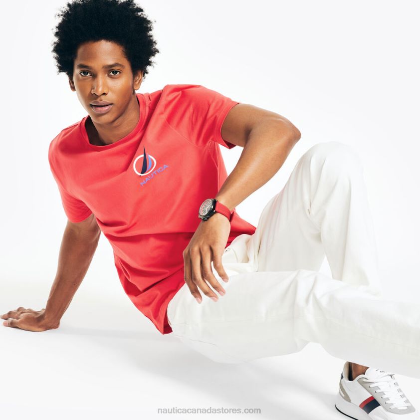 Oversized J-Class Logo T-Shirt Nautica Men Dark Coral Cape R260HV432