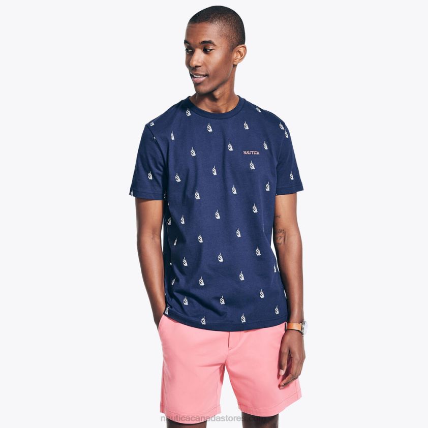 Printed Logo Crewneck T-Shirt Nautica Men Navy R260HV529