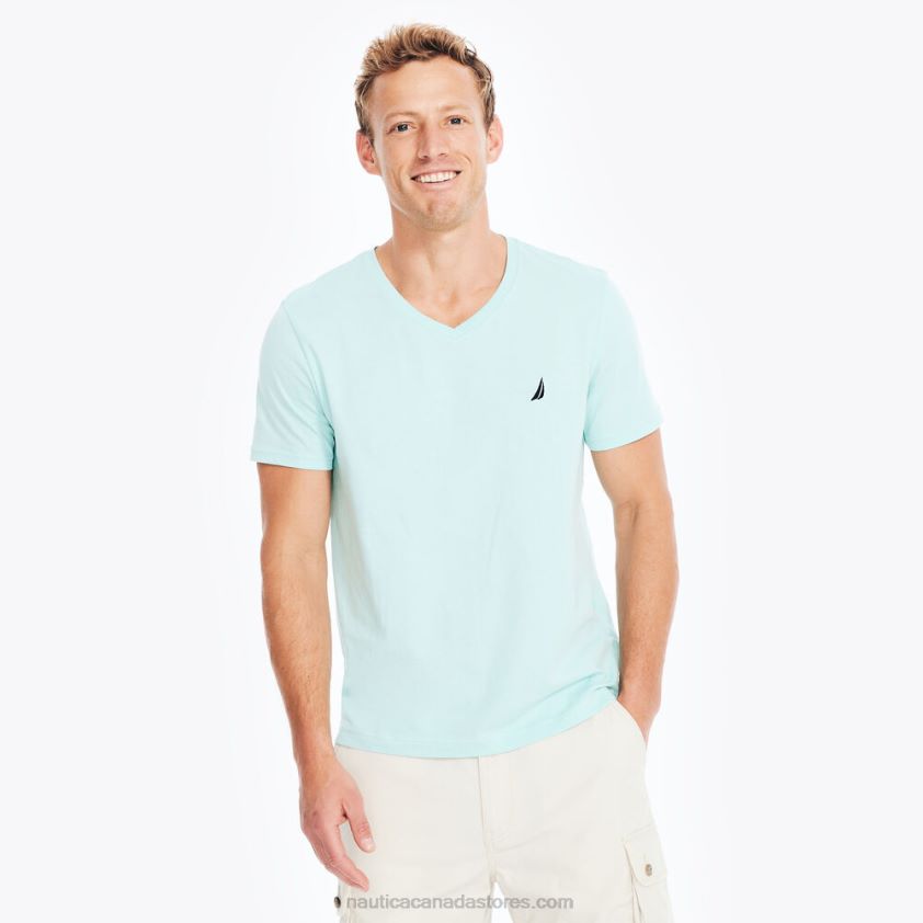 Solid V-Neck T-Shirt Nautica Men Harbor Mist R260HV3