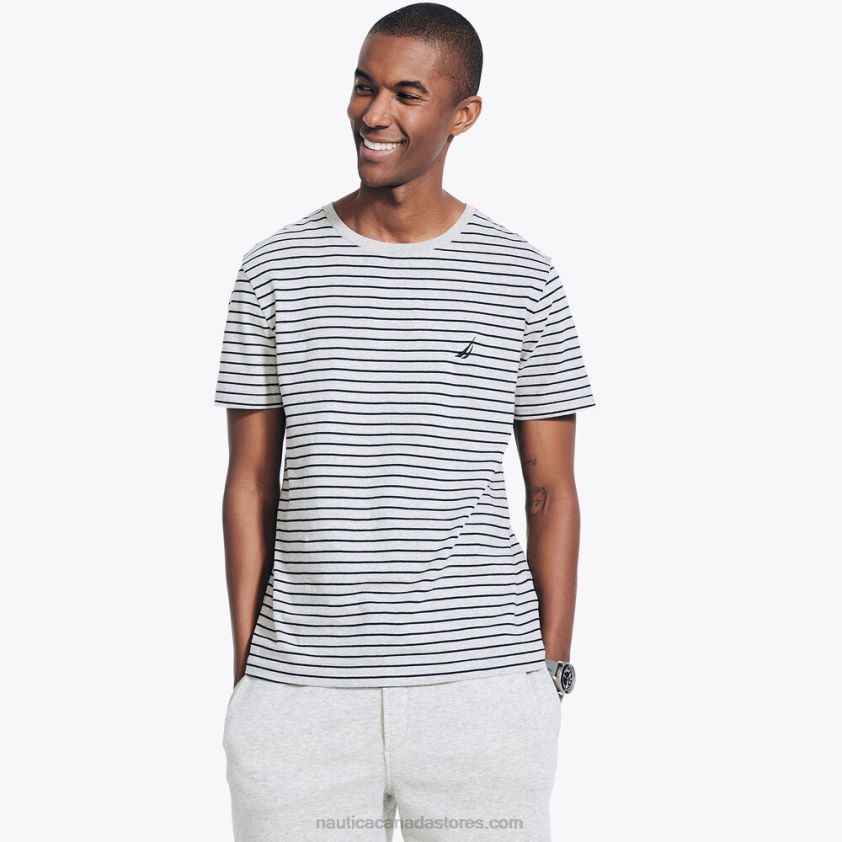 Striped Crewneck T-Shirt Nautica Men Grey Heather R260HV47