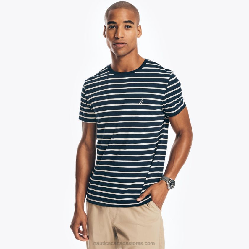 Striped Crewneck T-Shirt Nautica Men Navy R260HV442