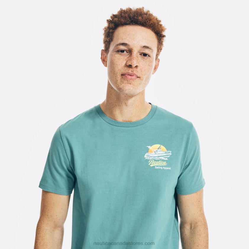 Sunset Boat Graphic T-Shirt Nautica Men Delphinium Blue R260HV622