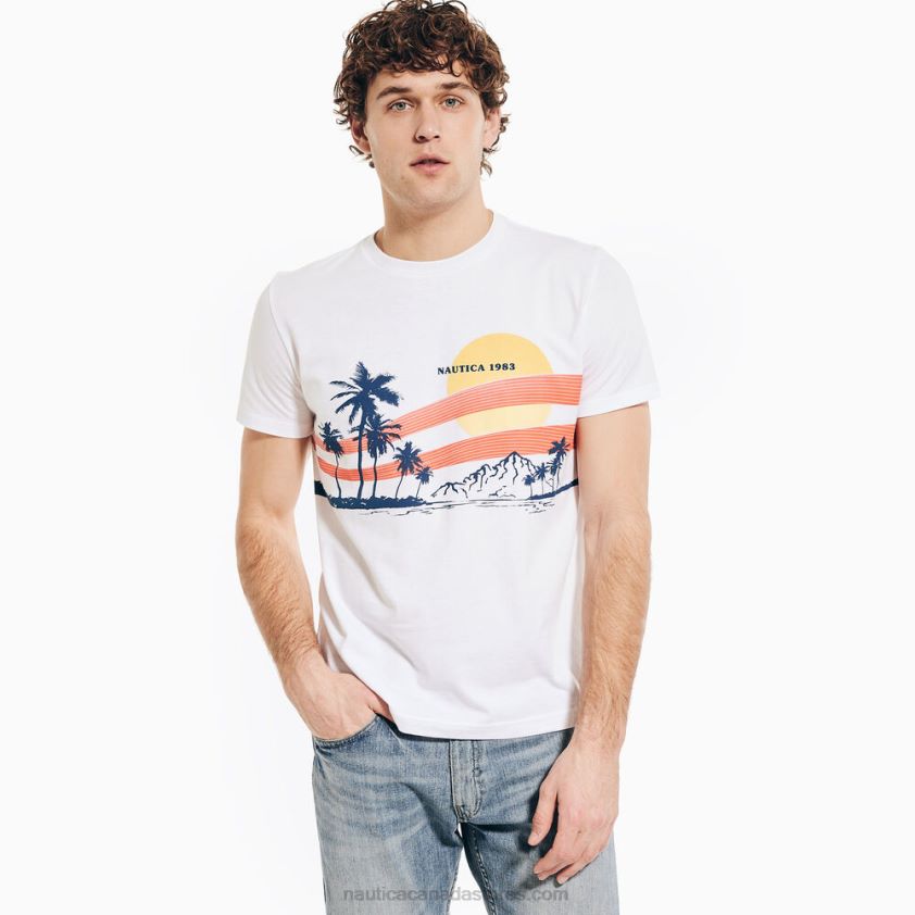 Sustainably Crafted Beach Vibes Graphic T-Shirt Nautica Men Bright White R260HV662