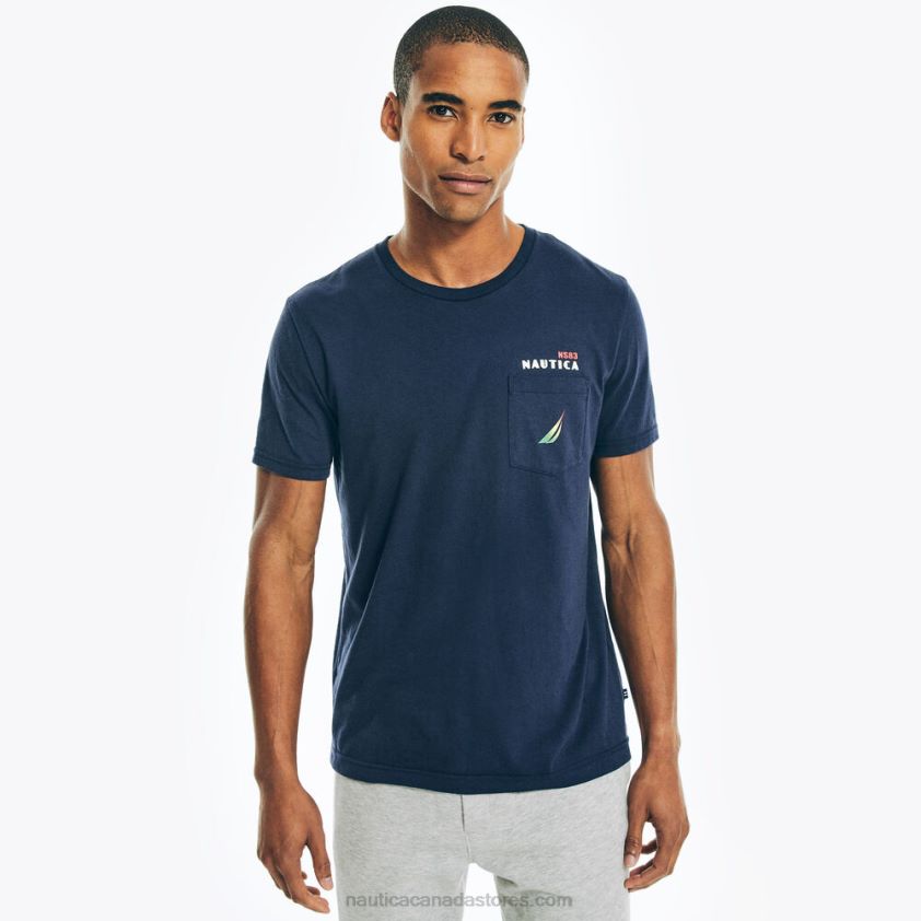 Sustainably Crafted Big & Tall Logo Pocket T-Shirt Nautica Men Stellar Blue Heather R260HV567