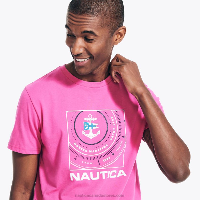 Sustainably Crafted Compass Graphic T-Shirt Nautica Men Rockaway Red R260HV137