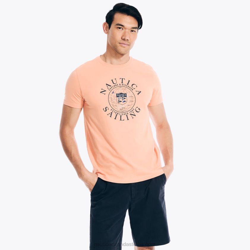 Sustainably Crafted Explore Discover Graphic T-Shirt Nautica Men Orange2 R260HV87