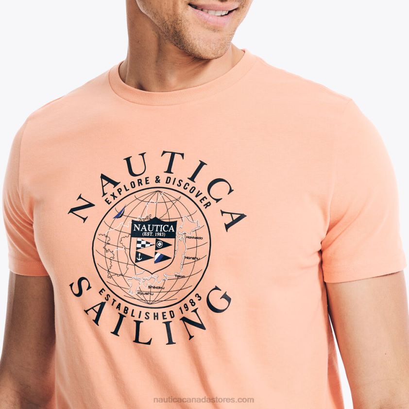 Sustainably Crafted Explore Discover Graphic T-Shirt Nautica Men Orange2 R260HV87