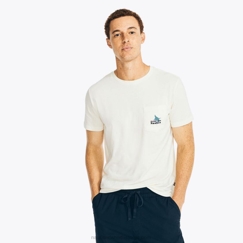 Sustainably Crafted Fishing Graphic T-Shirt Nautica Men Sail Cream R260HV133
