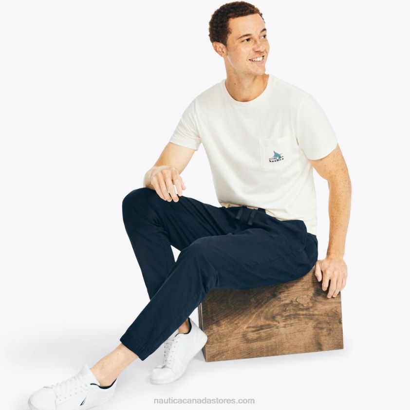 Sustainably Crafted Fishing Graphic T-Shirt Nautica Men Sail Cream R260HV133