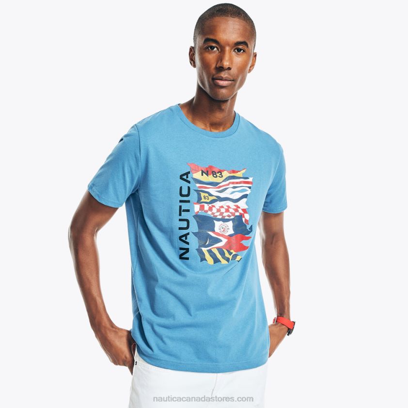 Sustainably Crafted Flag Graphic T-Shirt Nautica Men Nite Sea Heather R260HV363