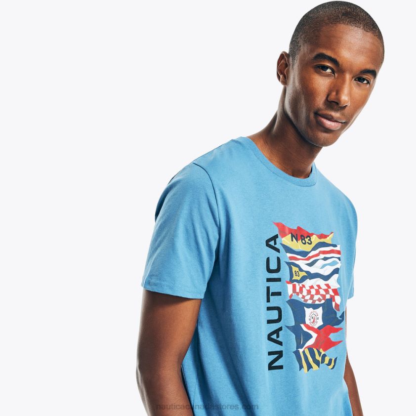 Sustainably Crafted Flag Graphic T-Shirt Nautica Men Nite Sea Heather R260HV363