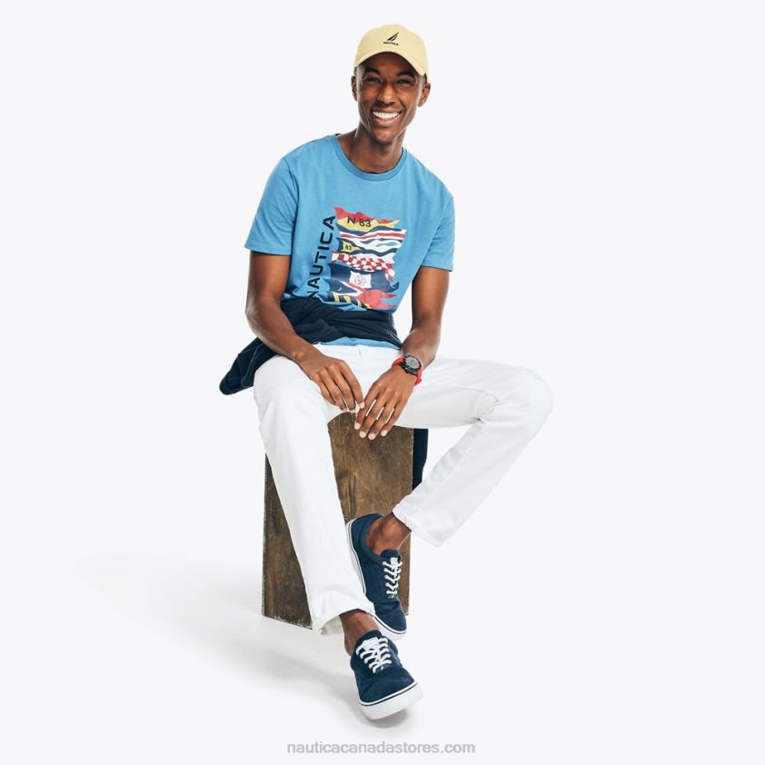 Sustainably Crafted Flag Graphic T-Shirt Nautica Men Nite Sea Heather R260HV363