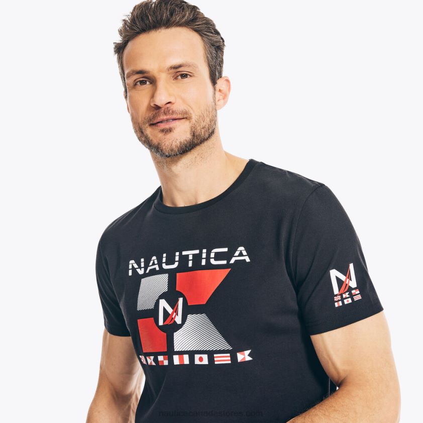 Sustainably Crafted Flags Graphic T-Shirt Nautica Men True Black R260HV714