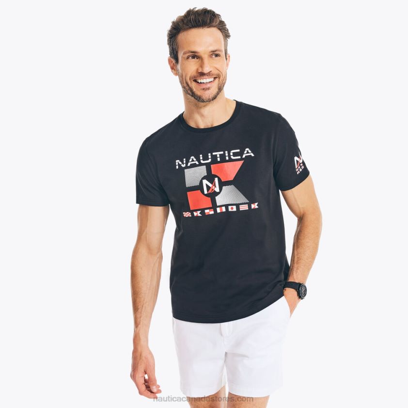 Sustainably Crafted Flags Graphic T-Shirt Nautica Men True Black R260HV714