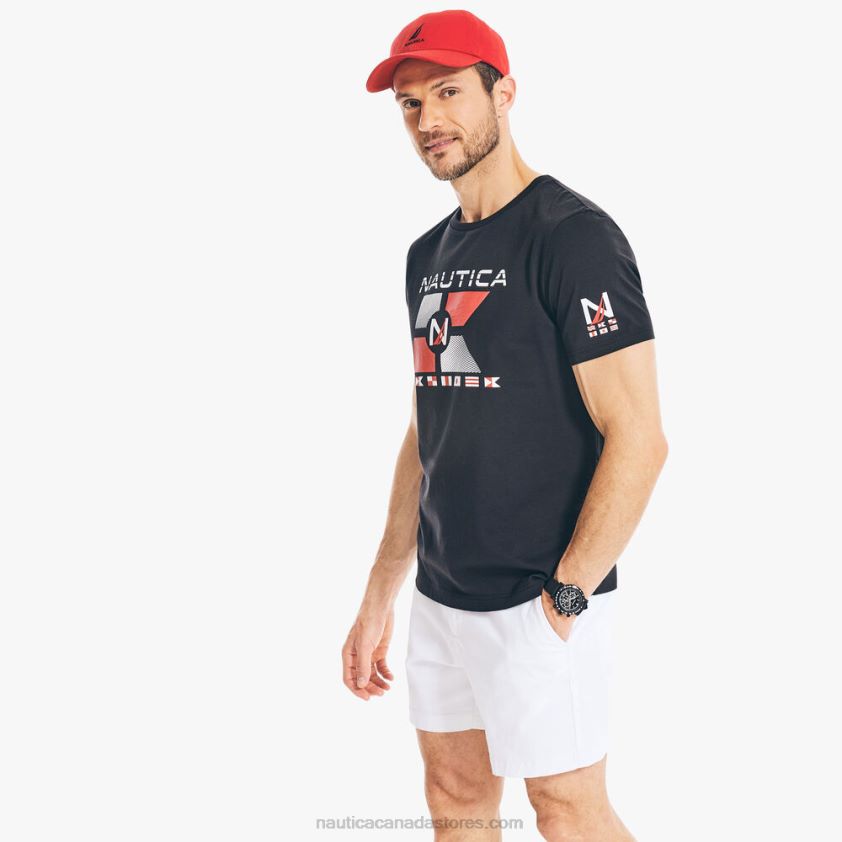 Sustainably Crafted Flags Graphic T-Shirt Nautica Men True Black R260HV714
