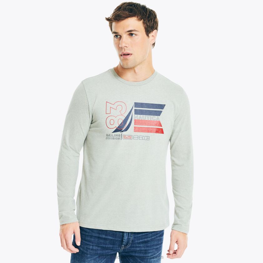 Sustainably Crafted Graphic Long-Sleeve T-Shirt Nautica Men Grey Heather R260HV163