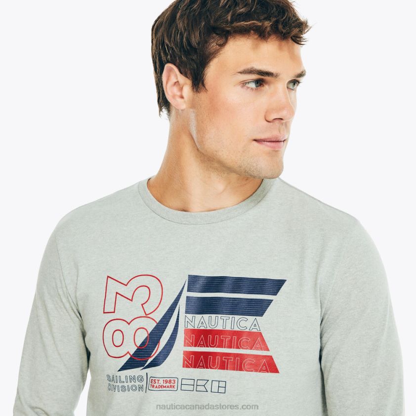 Sustainably Crafted Graphic Long-Sleeve T-Shirt Nautica Men Grey Heather R260HV163