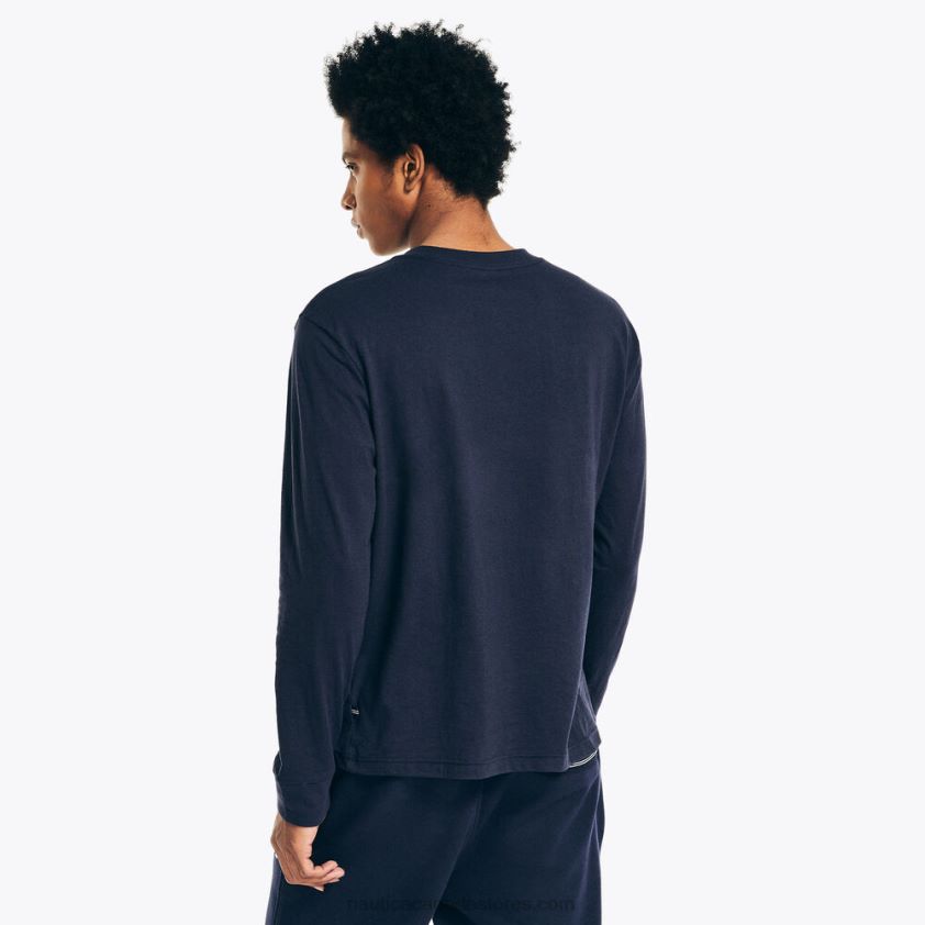 Sustainably Crafted Graphic Long-Sleeve T-Shirt Nautica Men Navy R260HV554
