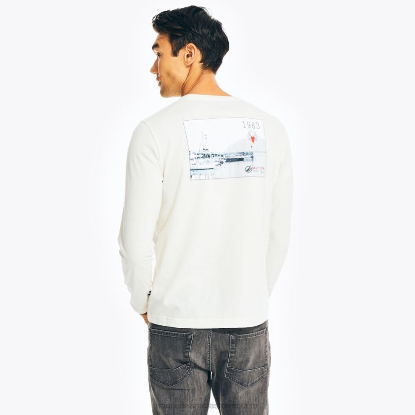 Sustainably Crafted Graphic Long-Sleeve T-Shirt Nautica Men Sail Cream R260HV217