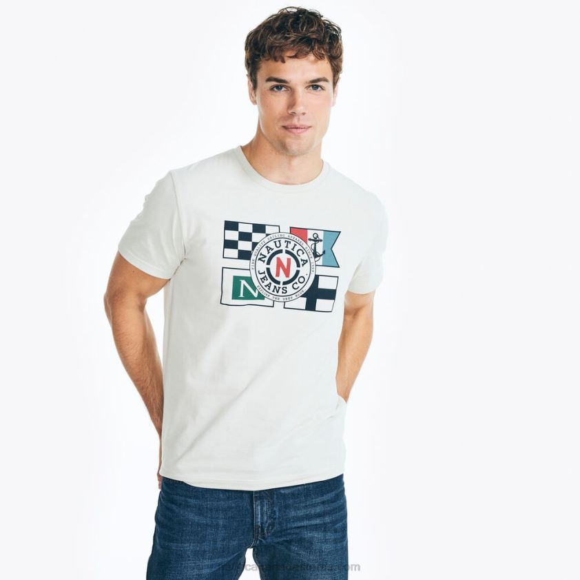 Sustainably Crafted Jeans Co. Flag Graphic T-Shirt Nautica Men Oatmeal Heather R260HV433