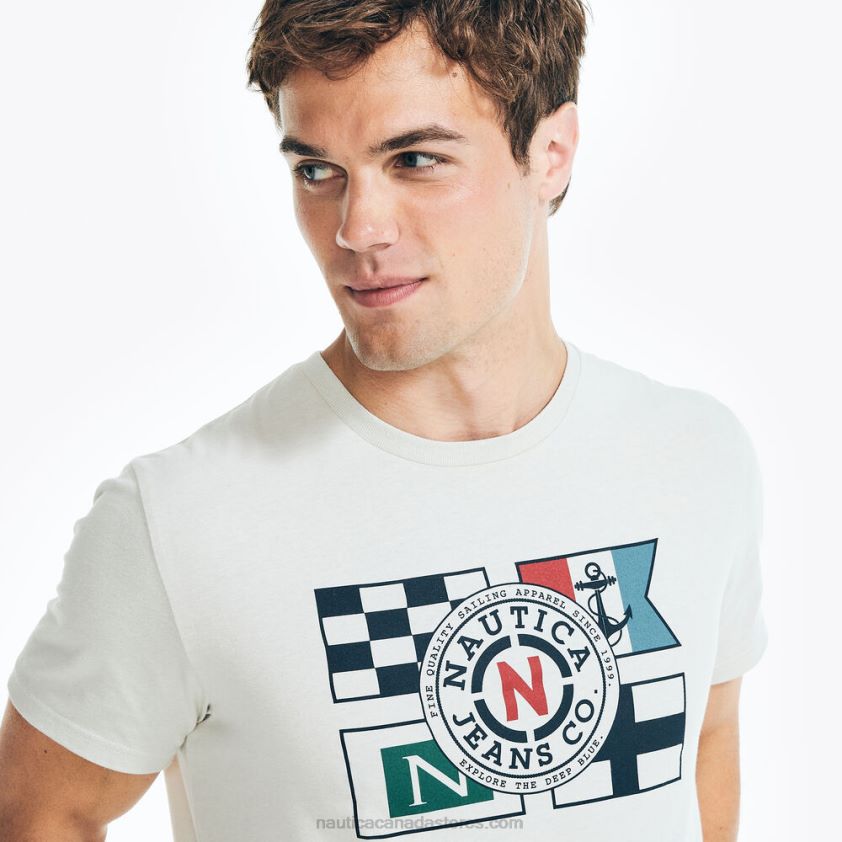 Sustainably Crafted Jeans Co. Flag Graphic T-Shirt Nautica Men Oatmeal Heather R260HV433