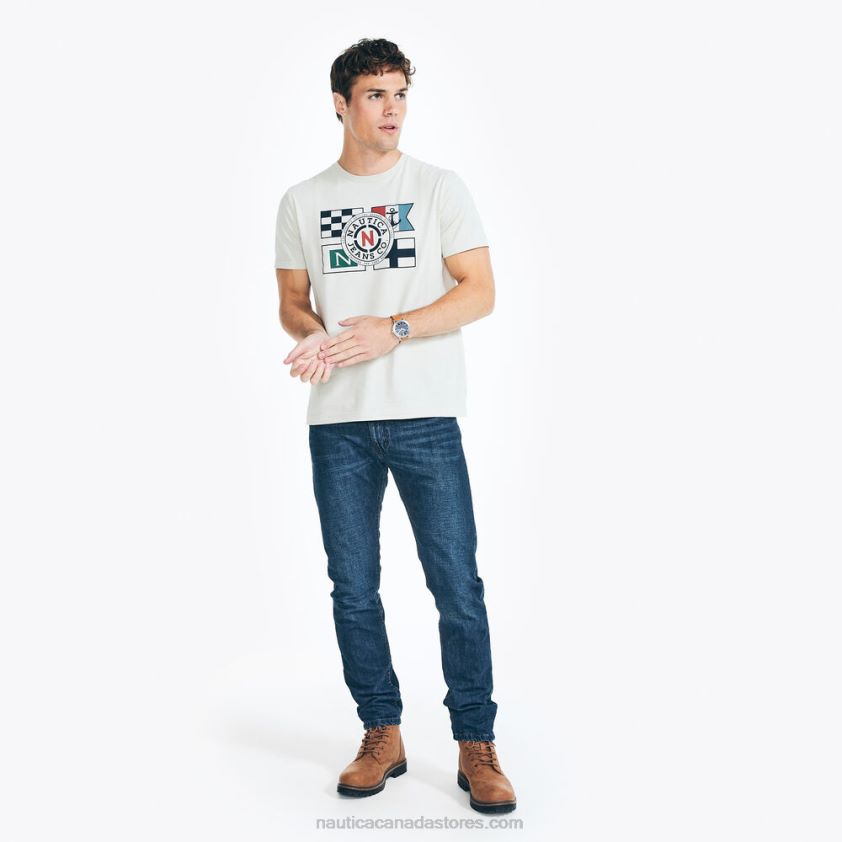 Sustainably Crafted Jeans Co. Flag Graphic T-Shirt Nautica Men Oatmeal Heather R260HV433