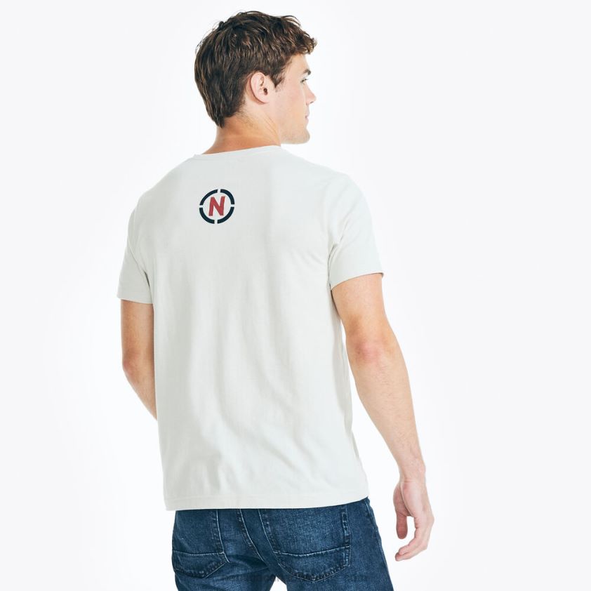 Sustainably Crafted Jeans Co. Flag Graphic T-Shirt Nautica Men Oatmeal Heather R260HV433
