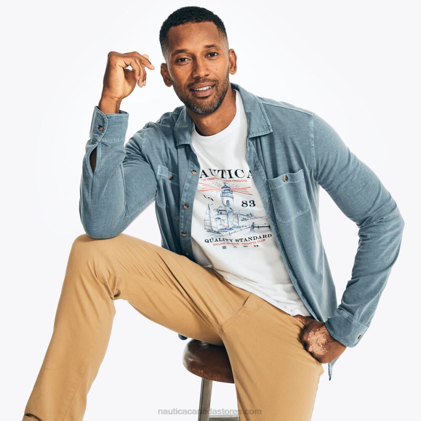 Sustainably Crafted Lighthouse Graphic T-Shirt Nautica Men Bright White R260HV95