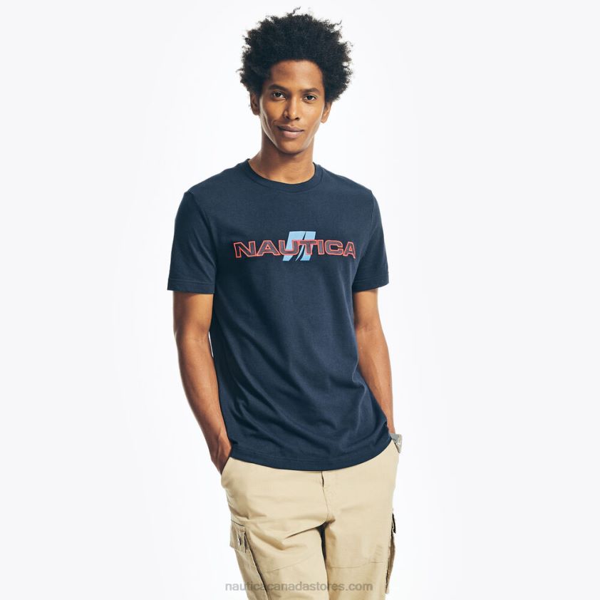 Sustainably Crafted Logo Graphic T-Shirt Nautica Men Navy R260HV229