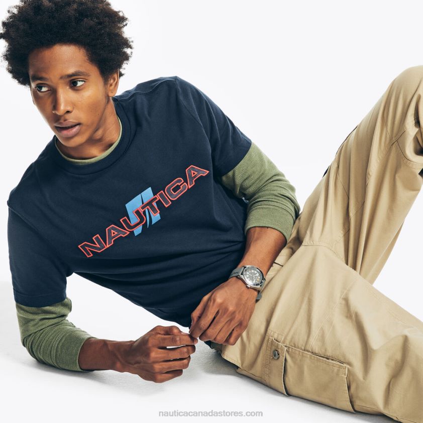 Sustainably Crafted Logo Graphic T-Shirt Nautica Men Navy R260HV229