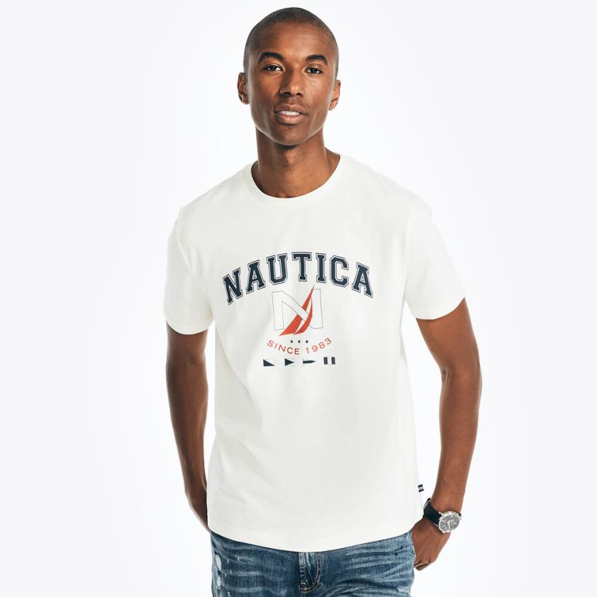 Sustainably Crafted Logo Graphic T-Shirt Nautica Men Sail Cream R260HV450