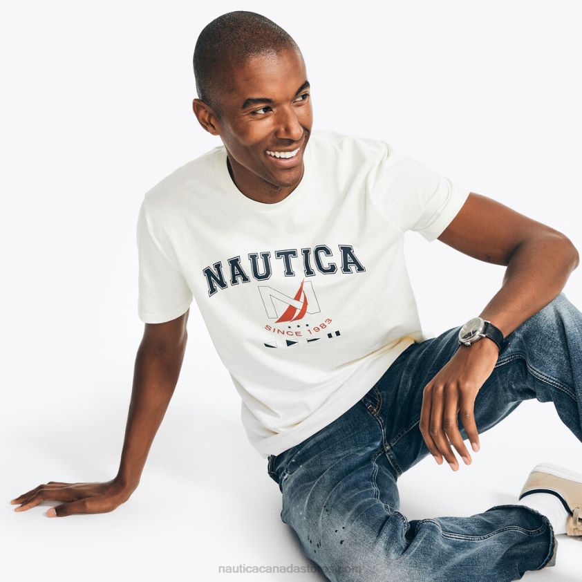Sustainably Crafted Logo Graphic T-Shirt Nautica Men Sail Cream R260HV450