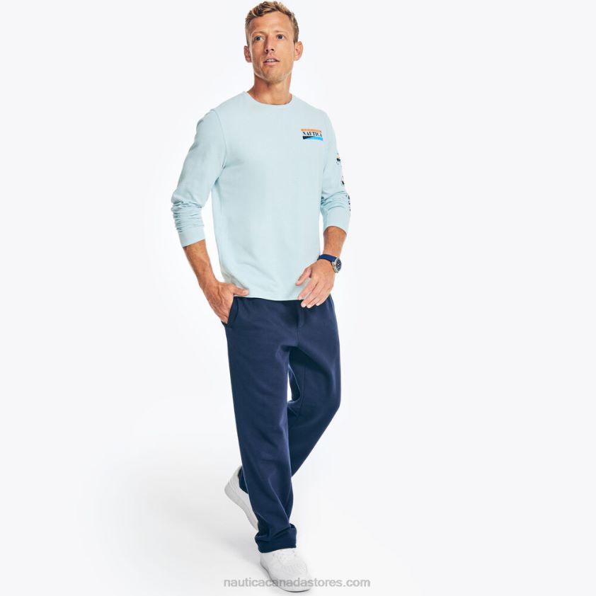Sustainably Crafted Long-Sleeve Graphic T-Shirt Nautica Men Crest Blue R260HV254