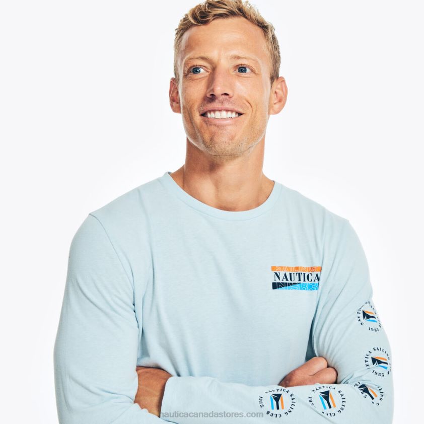 Sustainably Crafted Long-Sleeve Graphic T-Shirt Nautica Men Crest Blue R260HV254