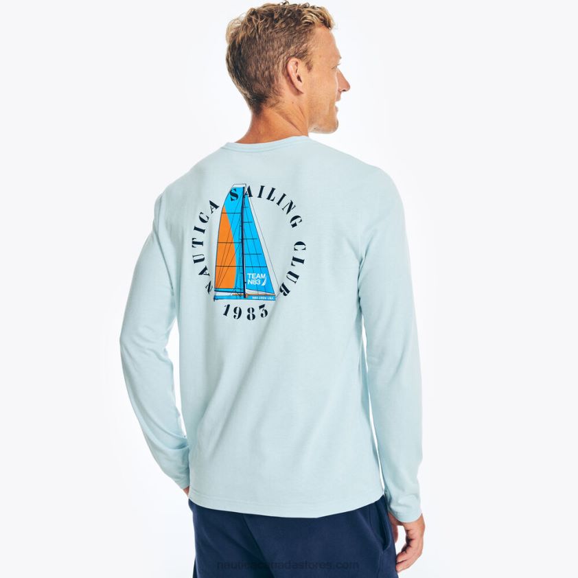 Sustainably Crafted Long-Sleeve Graphic T-Shirt Nautica Men Crest Blue R260HV254