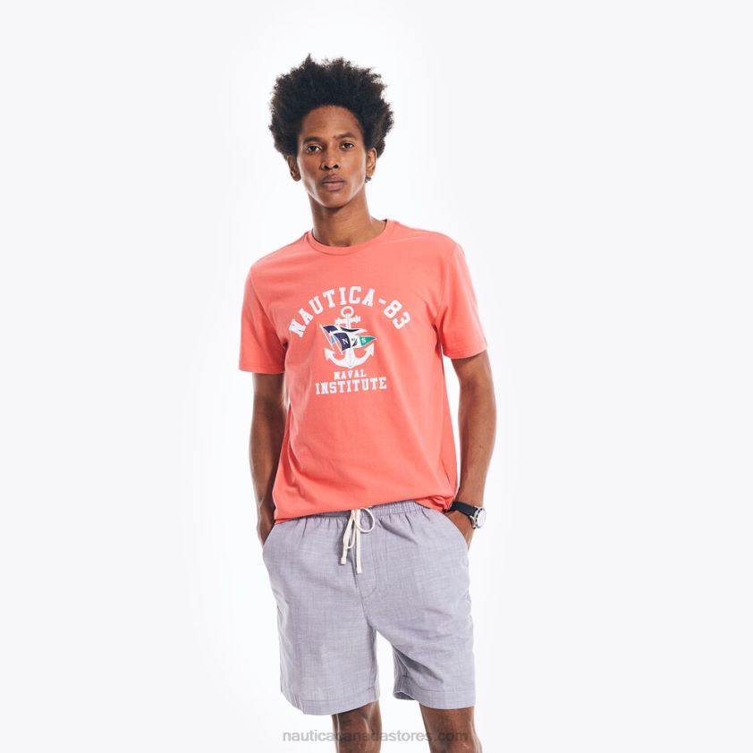 Sustainably Crafted Naval Institute Graphic T-Shirt Nautica Men Glory Red R260HV631