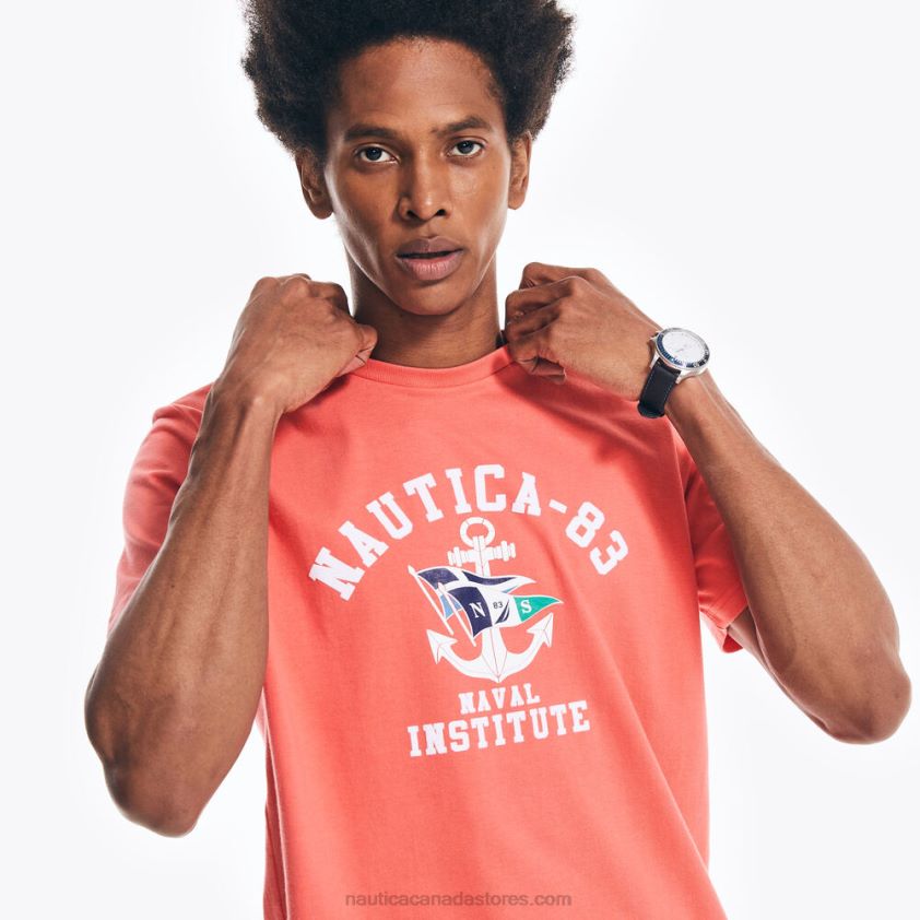 Sustainably Crafted Naval Institute Graphic T-Shirt Nautica Men Glory Red R260HV631