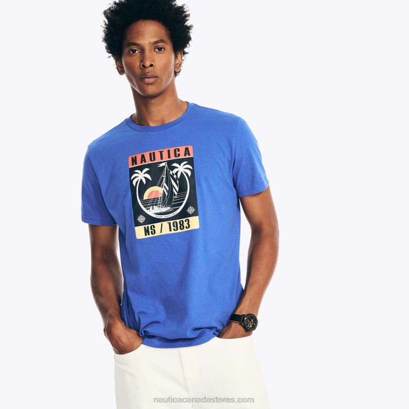 Sustainably Crafted Ocean Vibes Graphic T-Shirt Nautica Men Cobalt Wave R260HV368