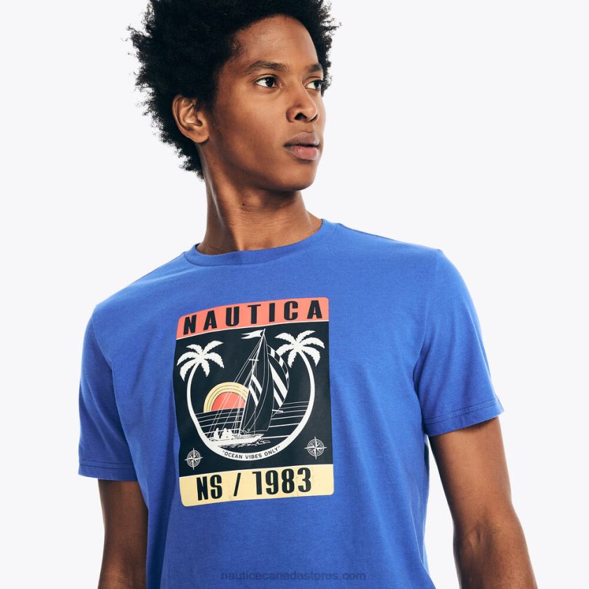 Sustainably Crafted Ocean Vibes Graphic T-Shirt Nautica Men Cobalt Wave R260HV368