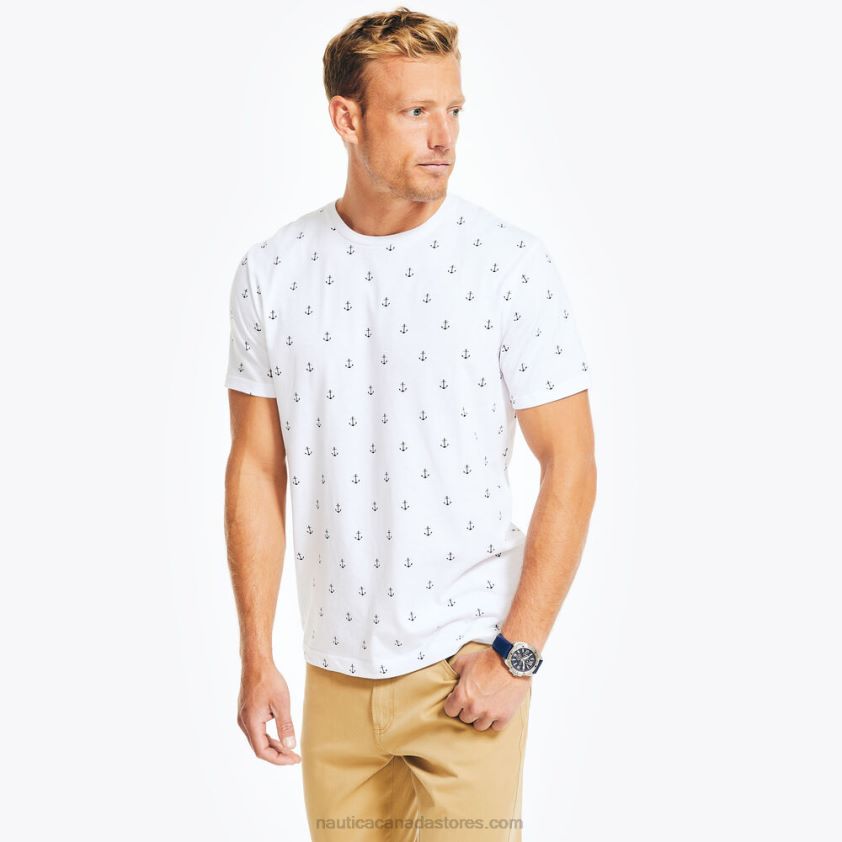 Sustainably Crafted Printed Crewneck T-Shirt Nautica Men Bright White R260HV45