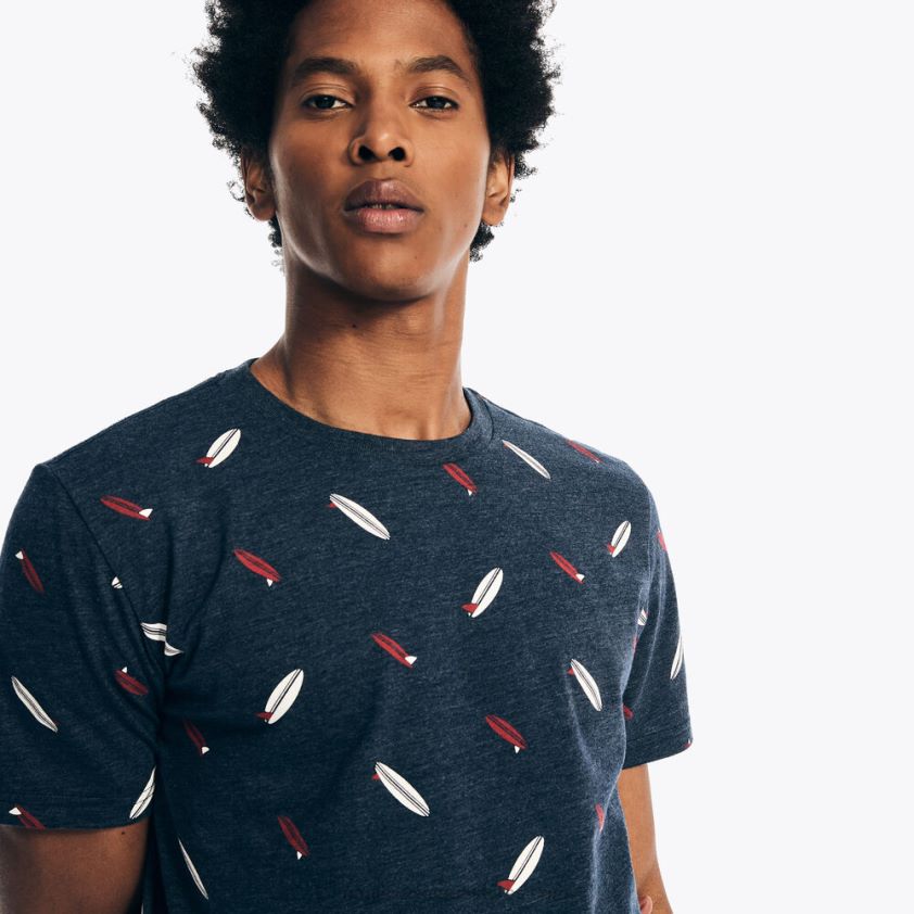 Sustainably Crafted Printed Crewneck T-Shirt Nautica Men Navy R260HV270