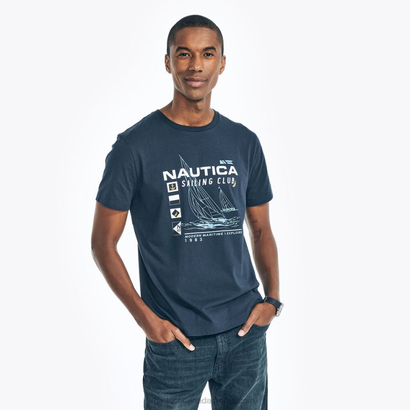 Sustainably Crafted Sailing Club Graphic T-Shirt Nautica Men Navy R260HV394