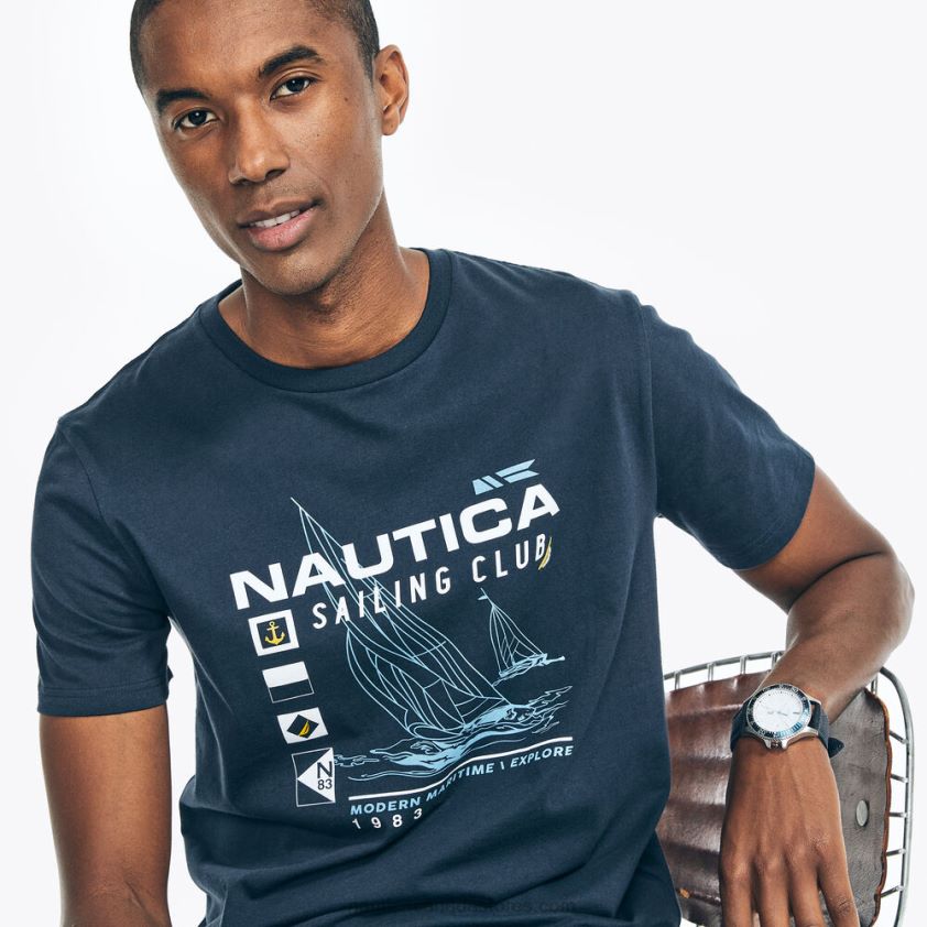 Sustainably Crafted Sailing Club Graphic T-Shirt Nautica Men Navy R260HV394