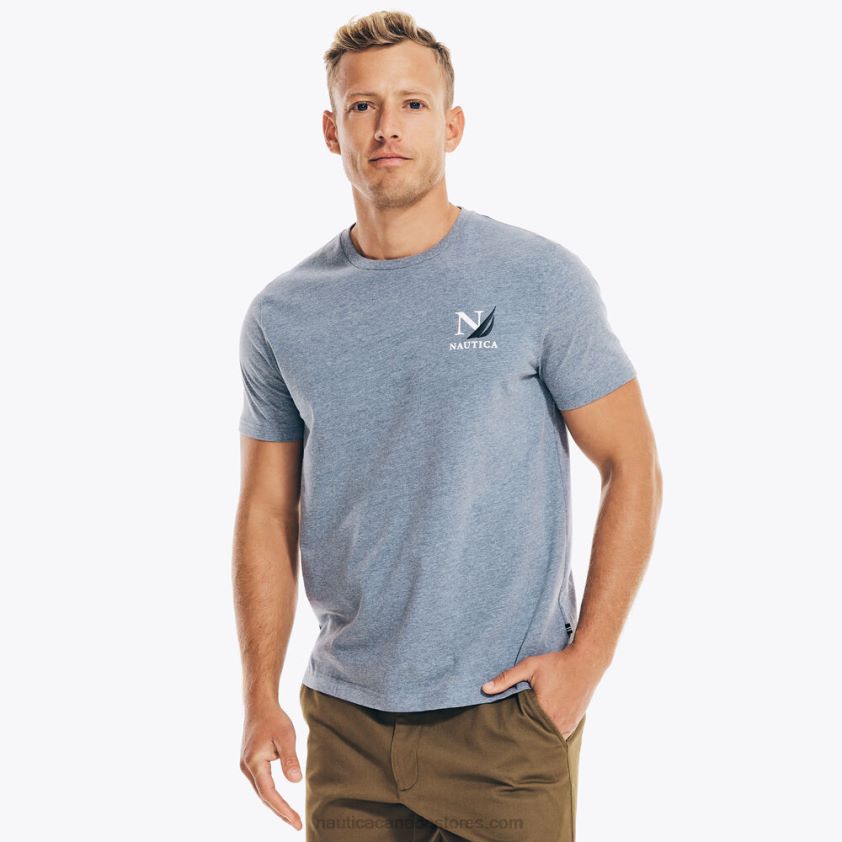 Sustainably Crafted Sailing Division Graphic T-Shirt Nautica Men Anchor Blue Heather R260HV387