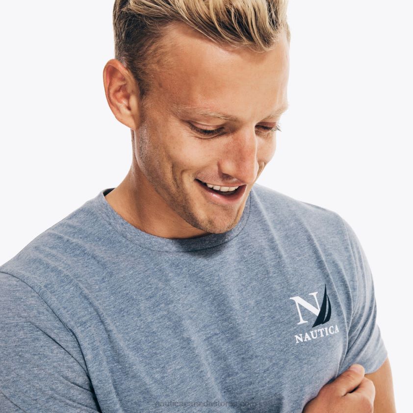 Sustainably Crafted Sailing Division Graphic T-Shirt Nautica Men Anchor Blue Heather R260HV387