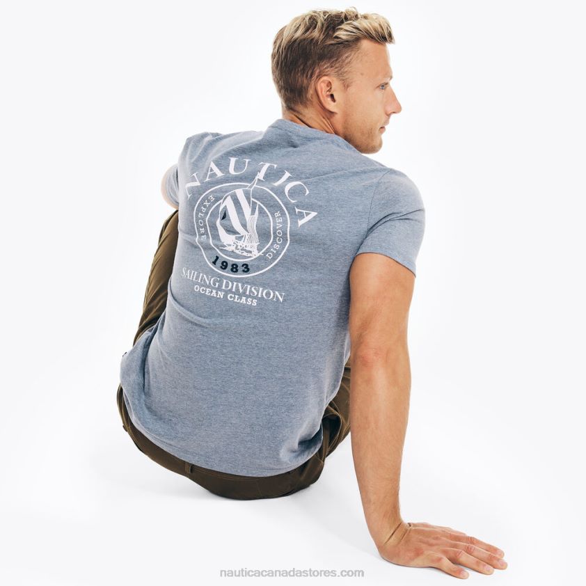 Sustainably Crafted Sailing Division Graphic T-Shirt Nautica Men Anchor Blue Heather R260HV387