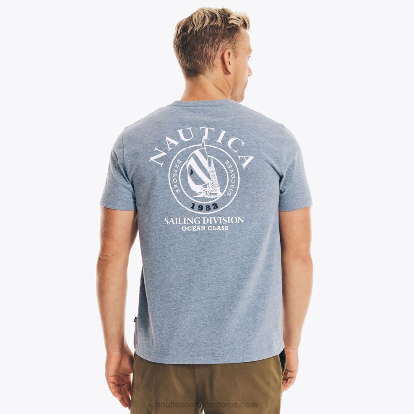 Sustainably Crafted Sailing Division Graphic T-Shirt Nautica Men Anchor Blue Heather R260HV387
