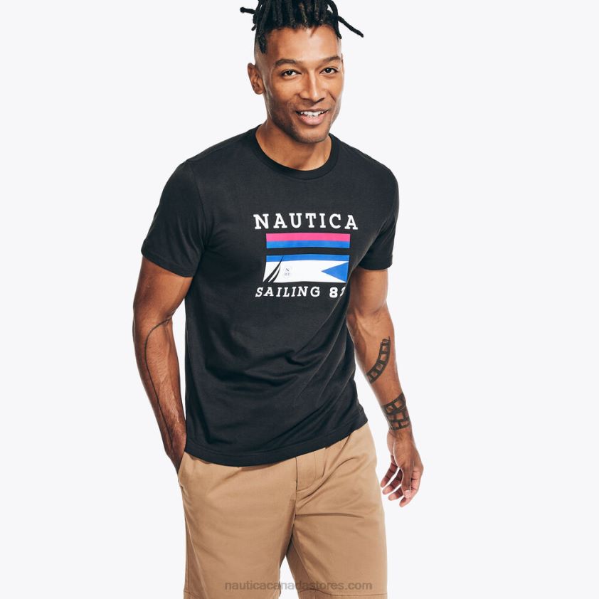 Sustainably Crafted Sailing Graphic T-Shirt Nautica Men True Black R260HV369