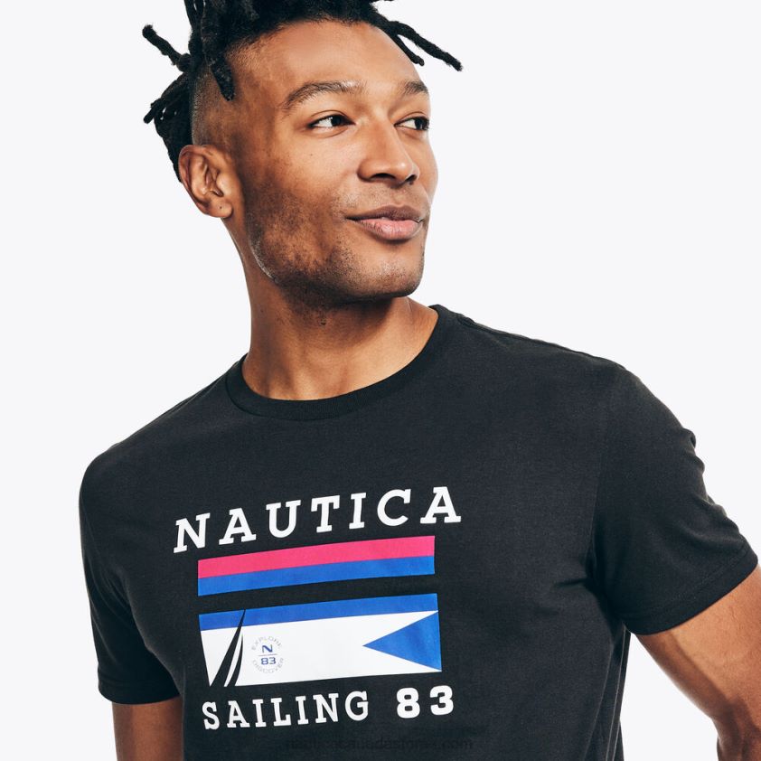 Sustainably Crafted Sailing Graphic T-Shirt Nautica Men True Black R260HV369